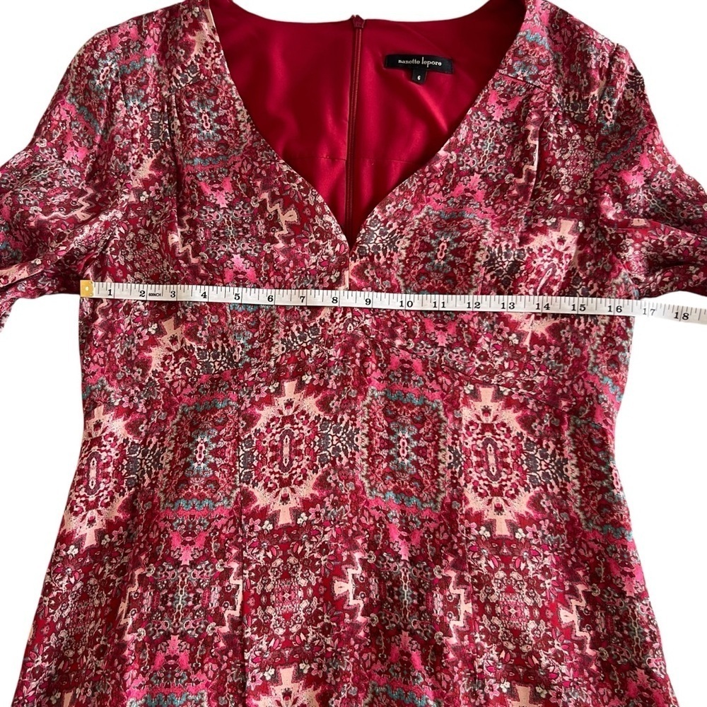Silk Nanette Lepore Pink Patterned Dress Size 6 - Picture 8 of 10